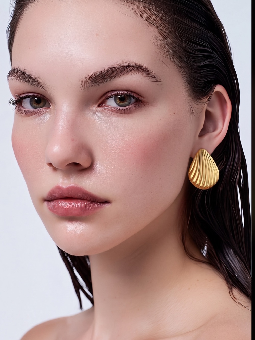 Elegant Gold Metal Shell Earrings for Women.
